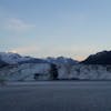 Sunset Peaks high above Harvard Glacier/College Fjord, AK