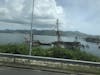 Half-sunken replica of a pirate ship from Pirates of the Caribbean