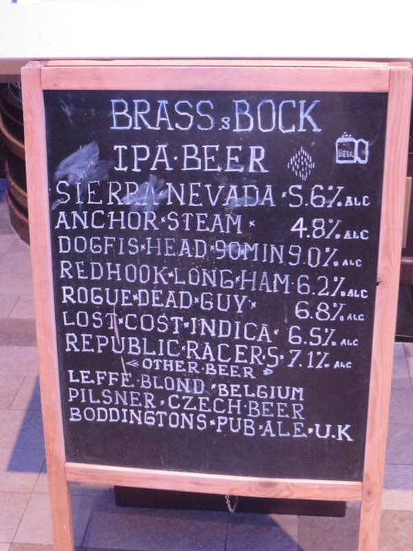The IPA list at the Brass and Bock - Anthem of the Seas