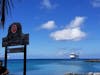 View of the ship from one of the beach bars