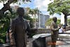 Presidents statues across from the Capitol  Each president who visited PR is represented.