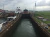 Going thru the canal with a ship behind us