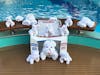 Towel animals by pool