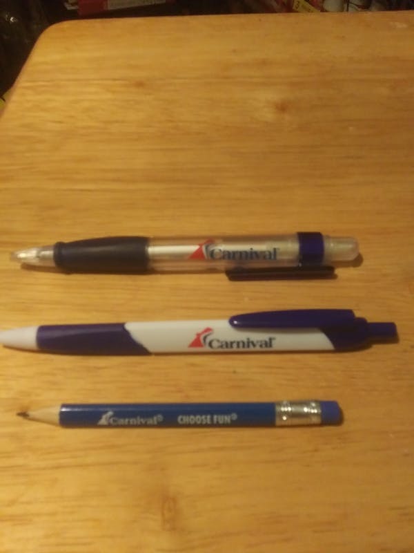 Good bye ballpoint pens, hello toothpick size pencils - Carnival Valor