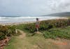 View of the Atlantic ocean side of the island. Very strong wind and big waves.