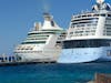 Anthem and Grandeur OTS docked at Coco Cay