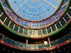 Looking up at the skylights in the atrium