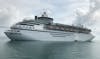 Ship anchored for shuttle to Belize