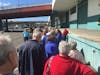 Line to get into the building to start the embarkation.