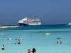 Blue lagoon with the Carnival Sunshine in the background.