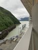 View from balcony looking backwards down inside passage, whilst docked at Skagway pier. 