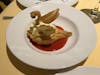 A creme puff swan -- one of the best desserts of the cruise!