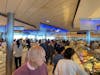 Buffet overcrowded by full ship