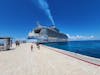 View of ship from pier at Cozumel