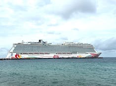 The NCL Joy docked at Cozumel