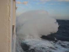 Seconds later, this wave wash up on balcony