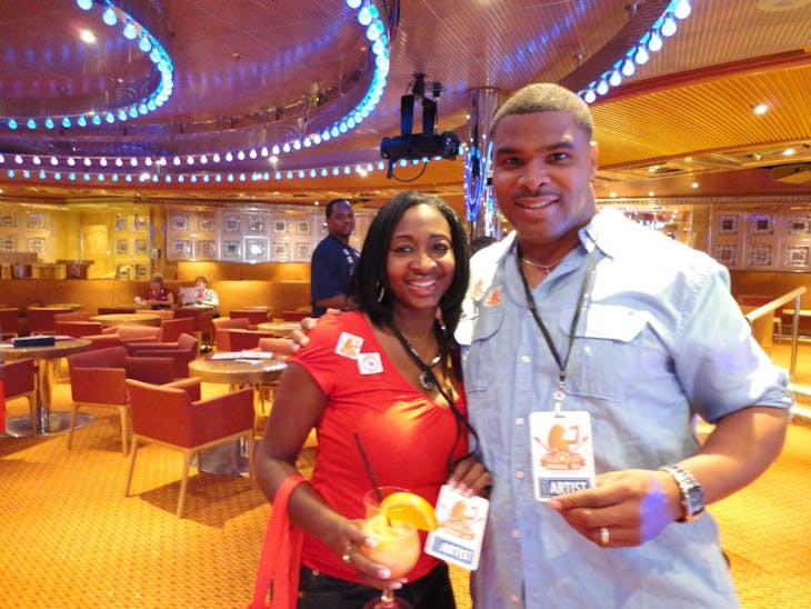 me and the wifey got our SuperStar Karaoke Artist Credentials - Carnival Magic