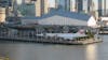 The tent structure on the deck of Intrepid Space Museum where the Space Shuttle Challenger is-NYC