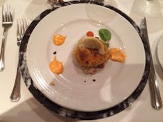 Main dining room, crab cake