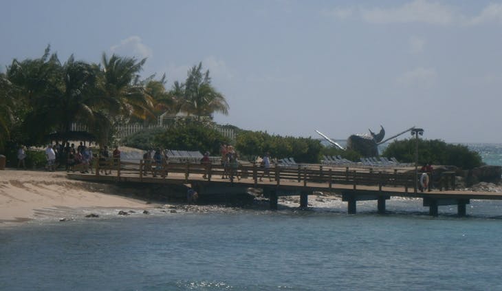 Grand Turk Island - A dock at Grand Turk with humpback whale statue in the background