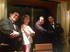 Our wonderful waiters at sea, Froilan and Mark (on QM2)