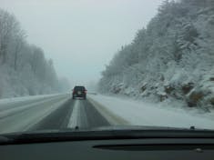 Driving up Jellico Mountain when the snow storm started.  Lasted over 4 hours