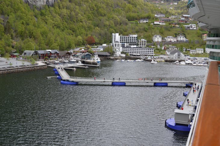 Geiranger, Norway - The pier in Geiranger extends to meet the ship!