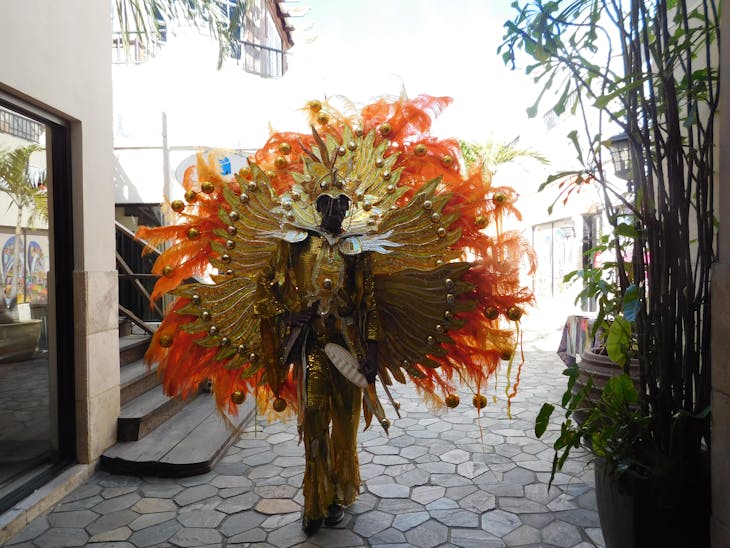 Nassau, Bahamas - A guy dressed in a Junkanoo outfit