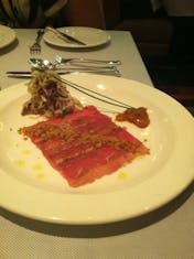 Lamb carpaccio at Crown Grill on Royal Princess