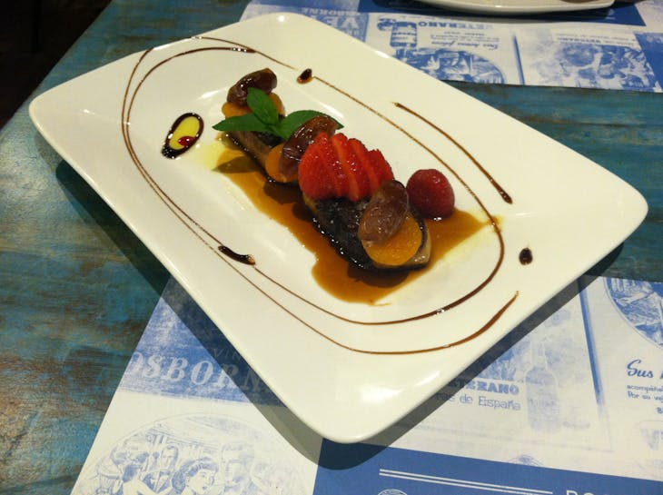 Barcelona, Spain - Foie gras with fruit at Casa Guinart restaurant