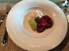 Crab salad with beets in main dining room at lunch