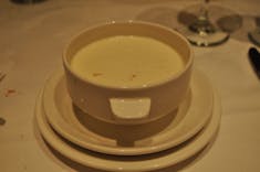 Cold goat cheese soup in dining room on Royal Princess