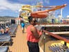 The queen checking out the other guests at the pool below