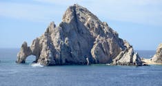 Rock formations approaching Cabo San Lucas. Good view of El Arco.