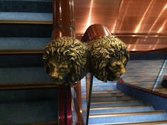 Lion head decor at the end of the stairwell